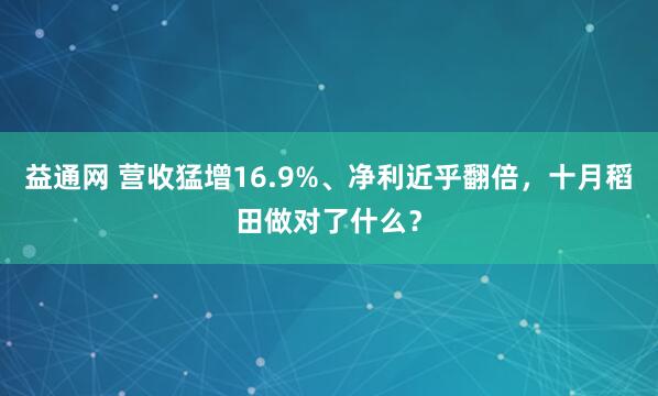 益通网 营收猛增16.9%、净利近乎翻倍,十月稻田做对了什么?